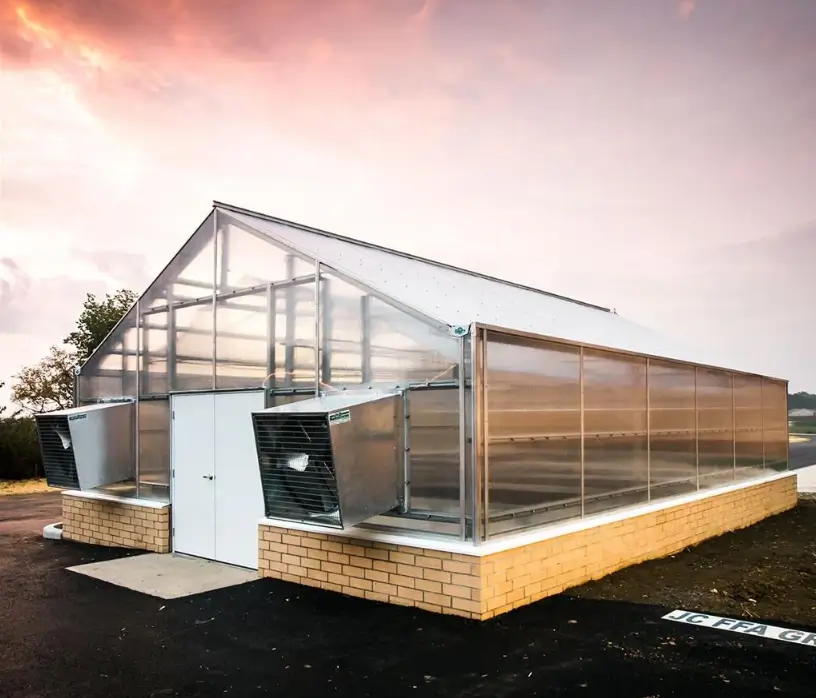 outdoor greenhouse sunset